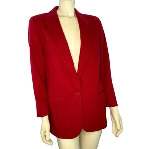 1990s LL Bean Red Wool Cashmere Blazer USA Made Size Medium